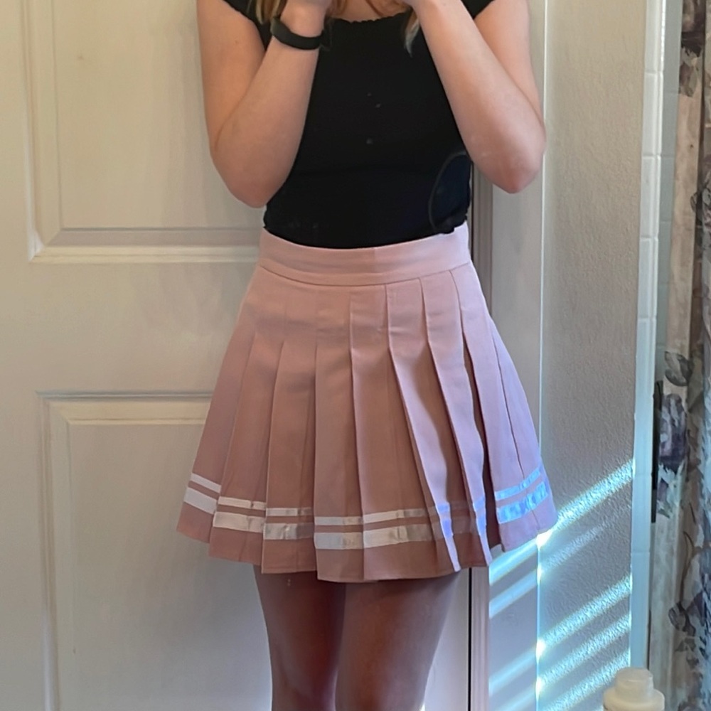 ROMWE Medium Pink Pleated Skirt